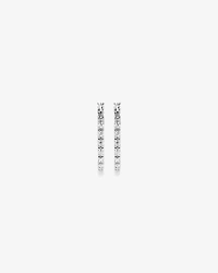 Pavé Cubic Zirconia Horseshoe Hoop Earrings in Sterling Silver