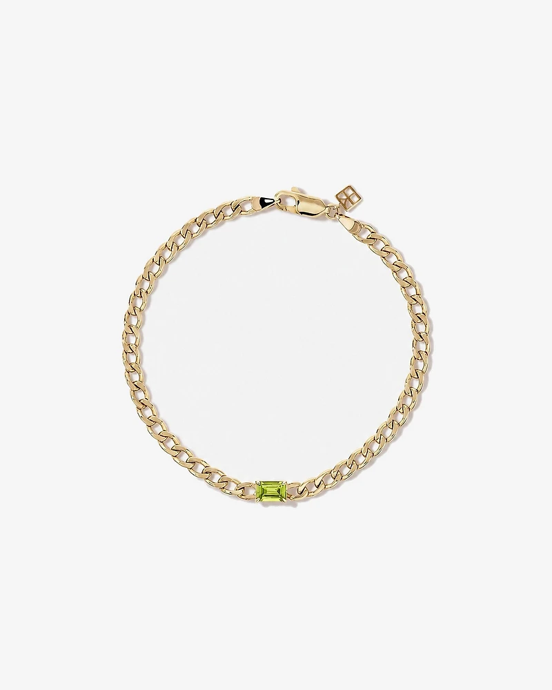 Bracelet gourmette Péridot en or jaune 10 ct