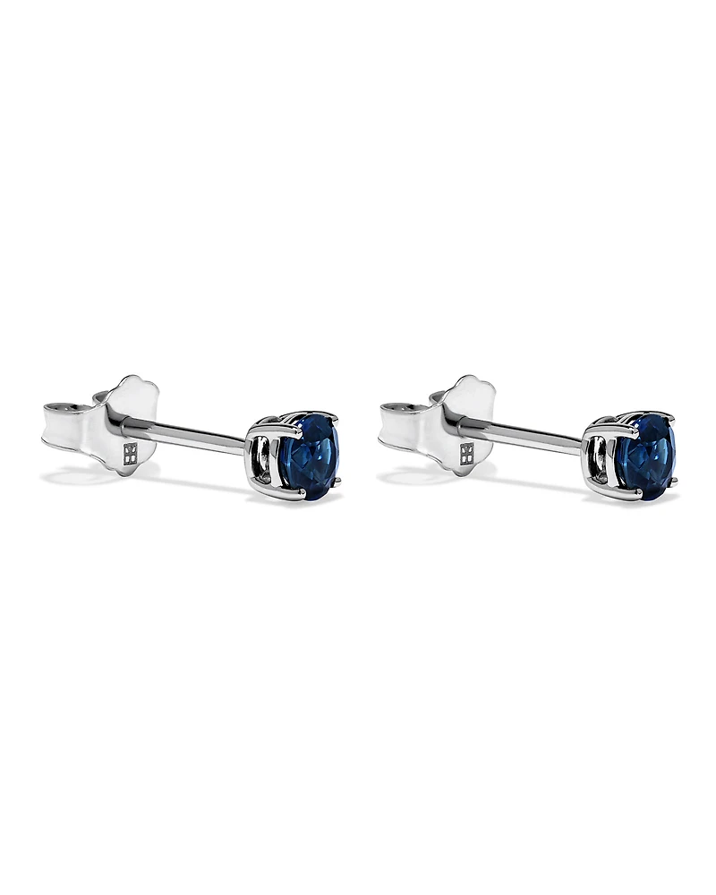 Australian Sapphire Round Stud Earrings in 10kt White Gold