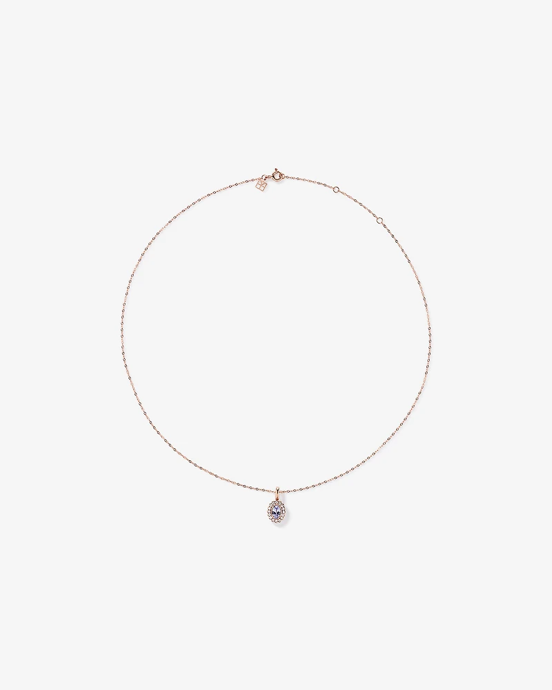 Tanzanite & 0.15TW of Diamond Halo Pendant with Chain in 10kt Rose Gold