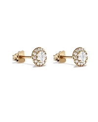 Boucles d’oreilles rondes TW Brilliant Brilliant Diamond Halo Stud de 0,50 carat en or jaune 10kt