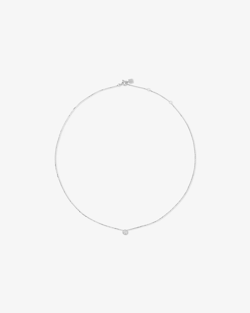 0.25 Carat TW Round Brilliant Diamond Bezel Set Pendant in 18kt White Gold