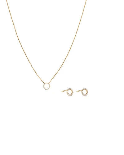 Circle Necklace & Earring Set in 18kt Vermeil with Cubic Zirconia