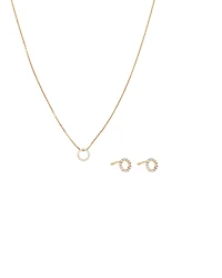 Circle Necklace & Earring Set in 18kt Vermeil with Cubic Zirconia