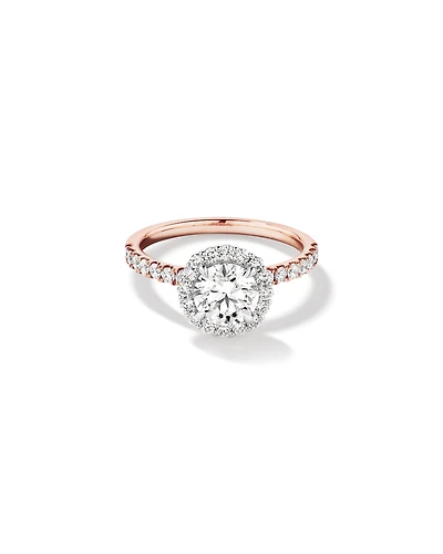 Bague ronde TW Round Brilliant Diamond Halo Engagemet de 1,79 carat en or rose et blanc 14 carats