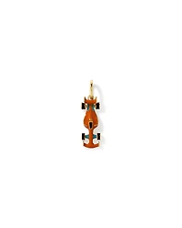 Pendentif voiture de course orange en argent sterling avec bélière en or jaune 10 kt