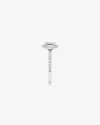 Bague de fiançailles TW Halo en diamant taillé laboratoire 1,78 carat or blanc 14 carats taillée émeraude
