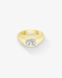 Carat Laboratory-Grown Elongated Cushion East-West Diamond Solitaire Bezel Engagement Ring 14kt Yellow Gold