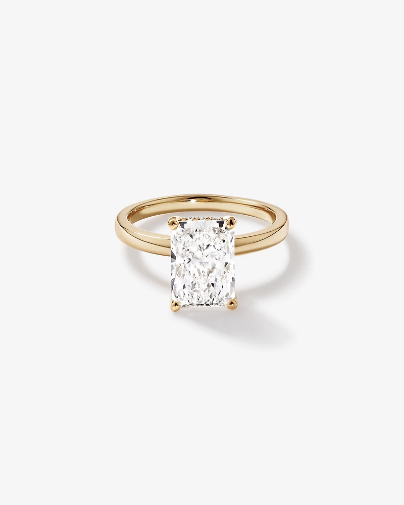 3.10 Carat TW Radiant Cut Laboratory-Grown Diamond Solitaire Ring in 18kt Yellow Gold
