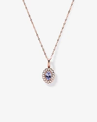 Tanzanite & 0.15TW of Diamond Halo Pendant with Chain in 10kt Rose Gold