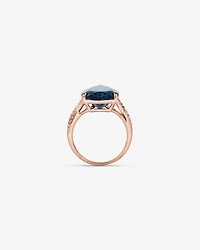Bague London Turtle Blue Topaz & 0,28 carat TW Diamond Twist en or rose 10 carats