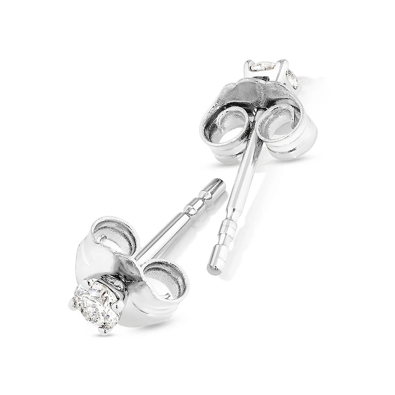 0.15 Carat TW Diamond Round Brilliant Mini Solitaire Stud Earrings 10kt Yellow Gold