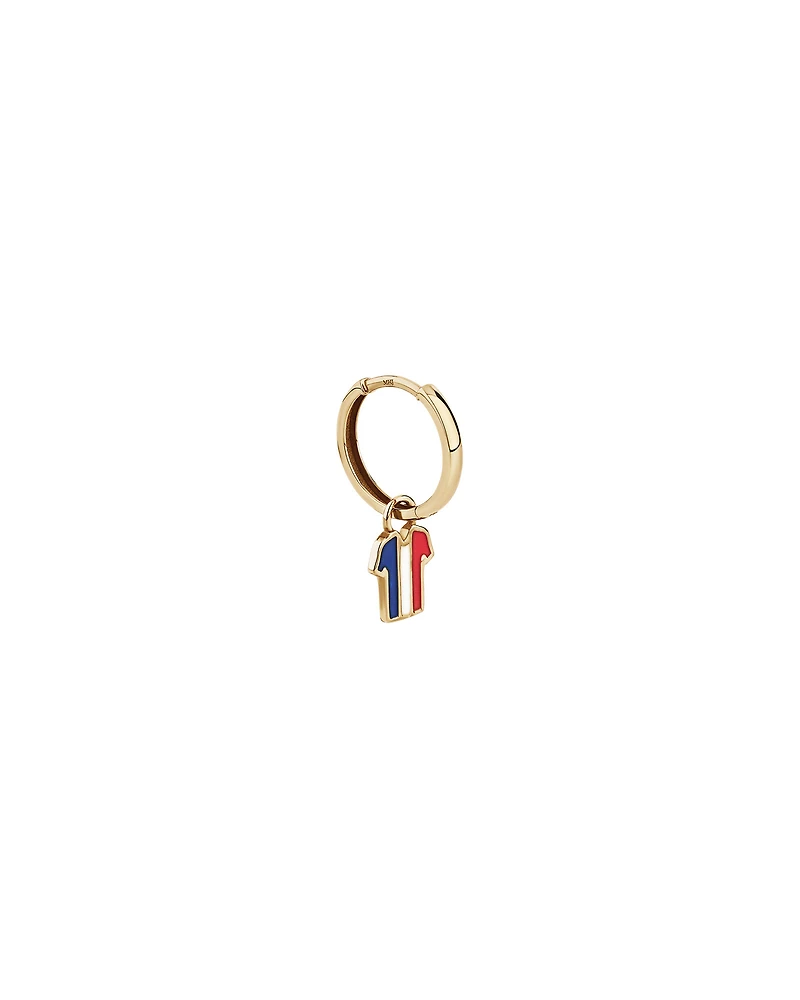 Porte-bonheur de boucles d’oreilles en maillot de France en Vermeil 18Kt