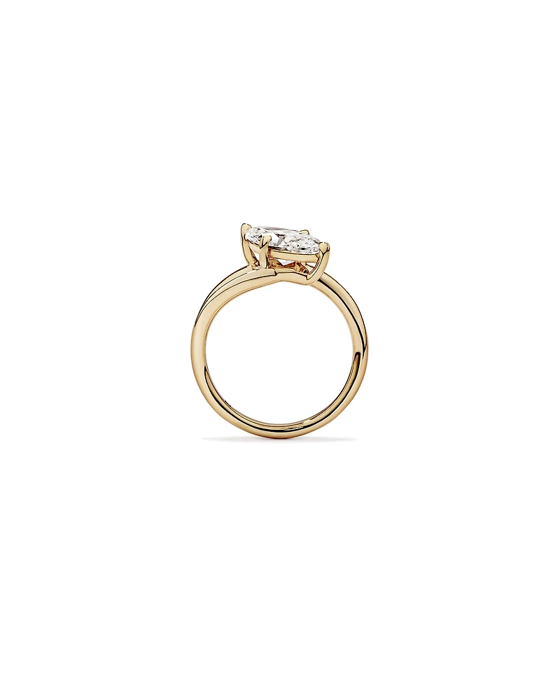 2.00 Carat TW East West Marquise Cut Laboratory-Grown Diamond Double Band Engagement Ring 14kt Yellow Gold