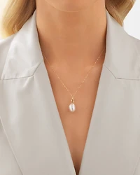 Pendentif en or jaune 10 K avec perle baroque d’eau douce de culture