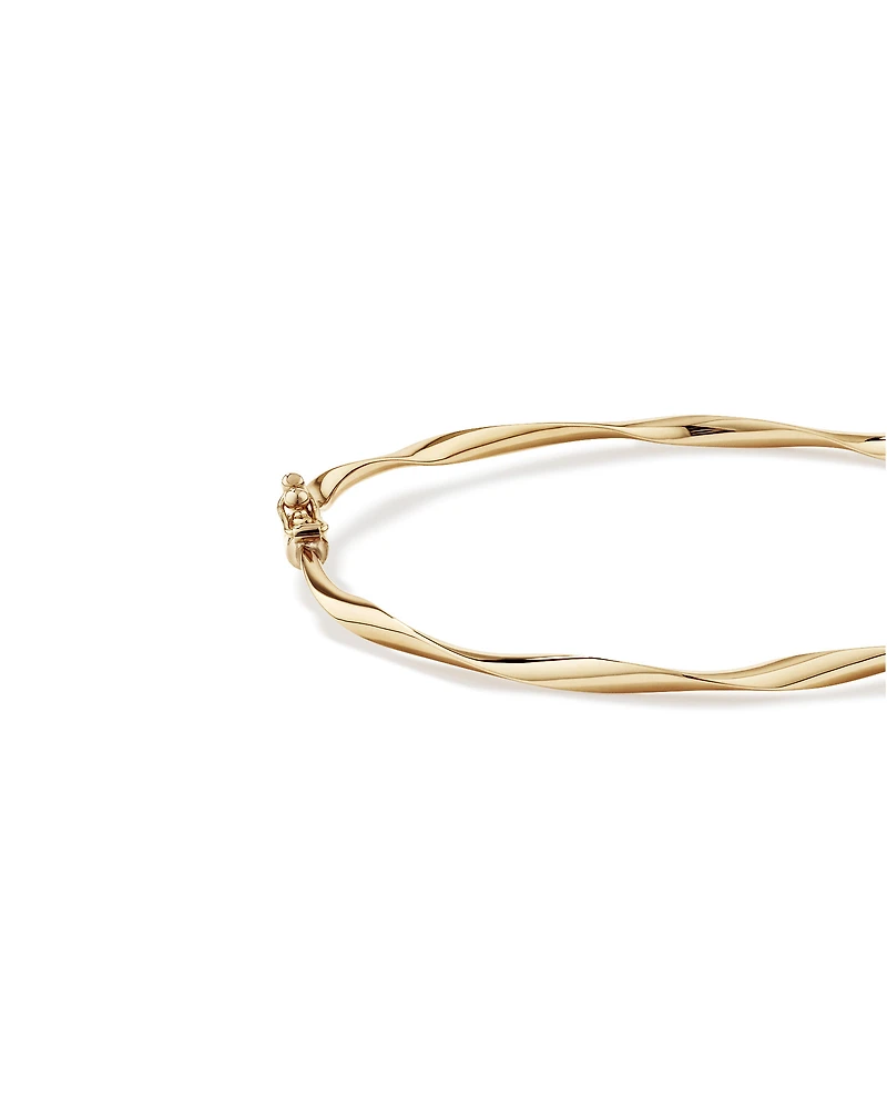 Bracelet jonc torsadé creux de 60 mm en or jaune 10 K