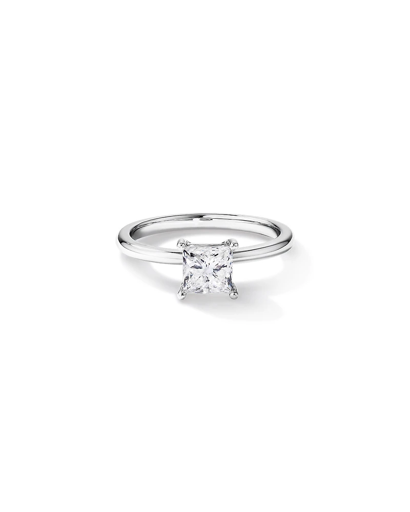 1.00 Carat TW Princess Cut Diamond Solitaire Engagement Ring in 14kt White Gold