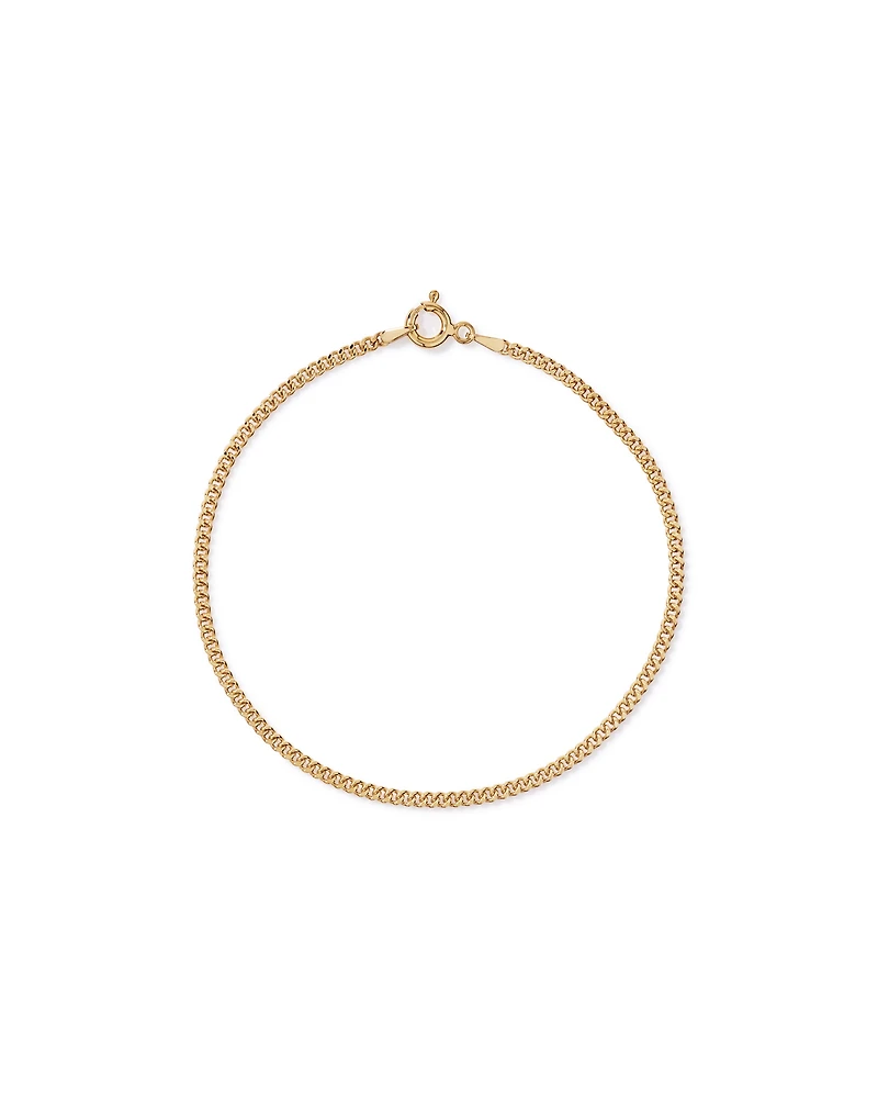 19cm (17") 2.1mm Width Solid Diamond Cut Curb Bracelet in 10kt Yellow Gold