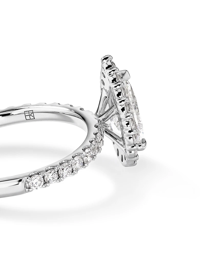 1.82 Carat TW Pear Cut Laboratory-Grown Diamond Halo Engagement Ring in 14kt White Gold