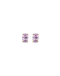 Oval Rose Amethyst Stud Earrings in 10kt Yellow Gold