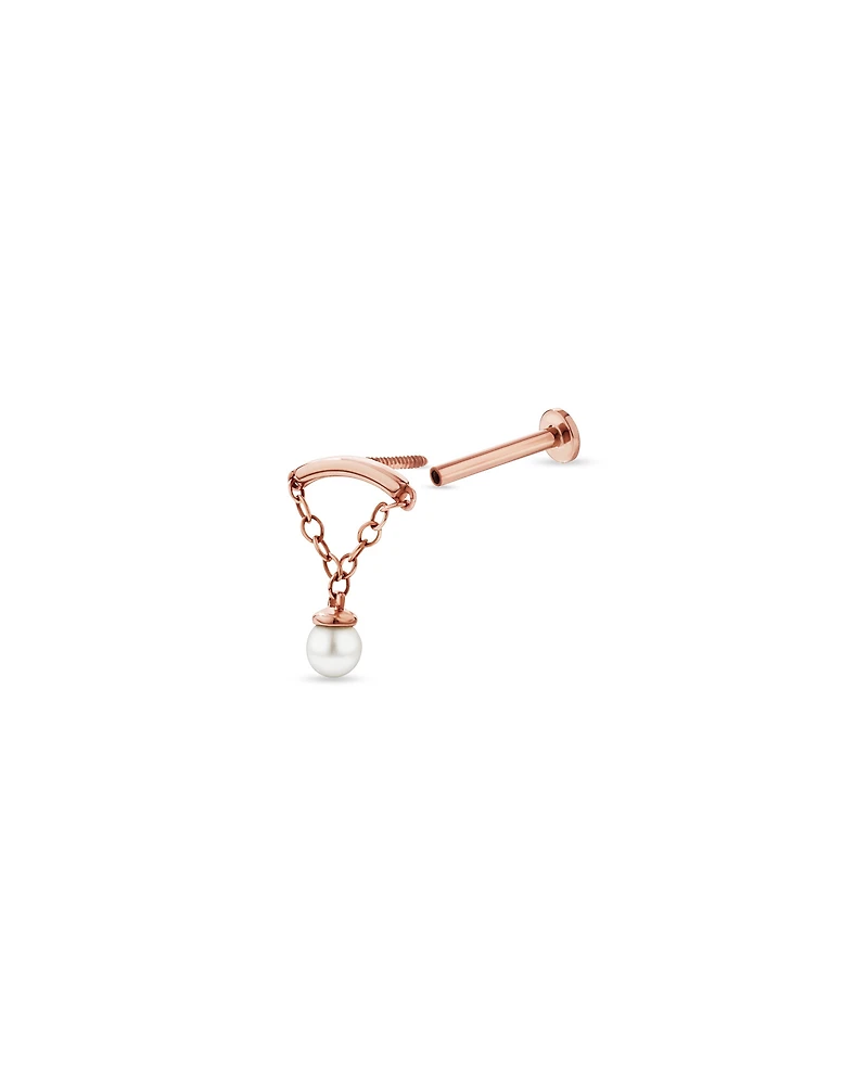 Cultured Freshwater Pearl Floating Single Helix in 10kt Rose Gold