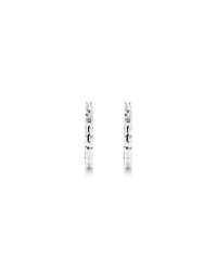 Diamond Cut Texture Hoop Earrings in Sterling Silver