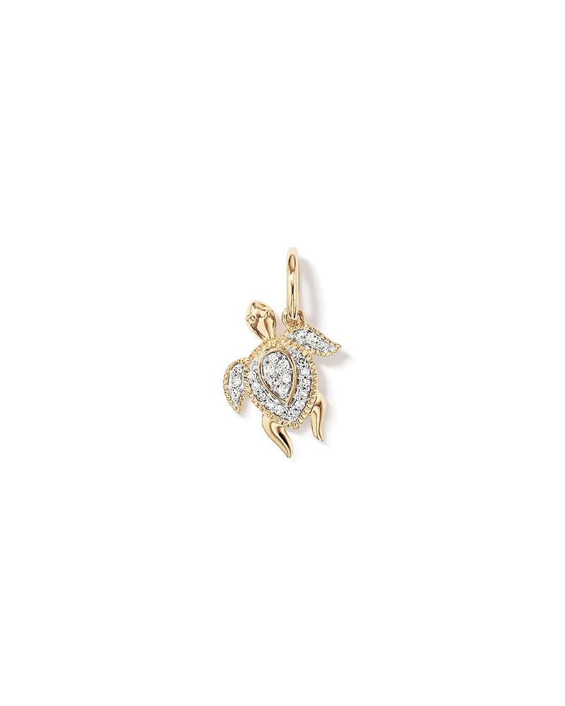 Diamond Turtle Pendant in 10kt Yellow Gold