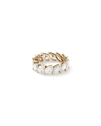 Bague d’éternité en diamants cultivés en laboratoire TW Marquise de 5,60 carats en or jaune 14 carats