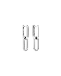 Paperclip Link Drop Huggie Earrings in Sterling Silver