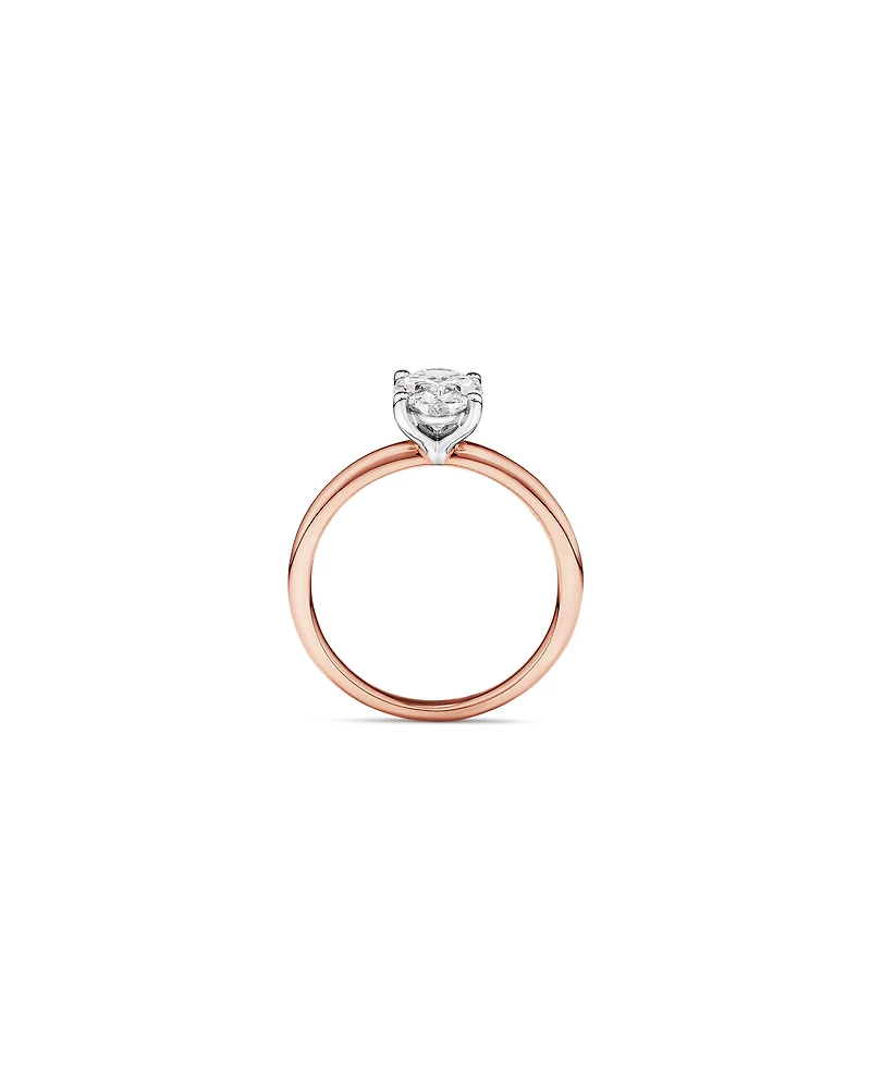 Bague de fiançailles solitaire ovale en diamant cultivé en laboratoire TW de 1,25 carat en or rose et blanc 14 carats