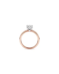 Bague de fiançailles solitaire ovale en diamant cultivé en laboratoire TW de 1,25 carat en or rose et blanc 14 carats
