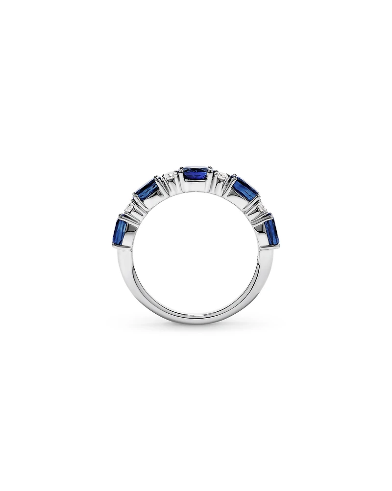 Australian Sapphire & 0.12 Carat TW Diamond Alternating Ring 10kt Gold