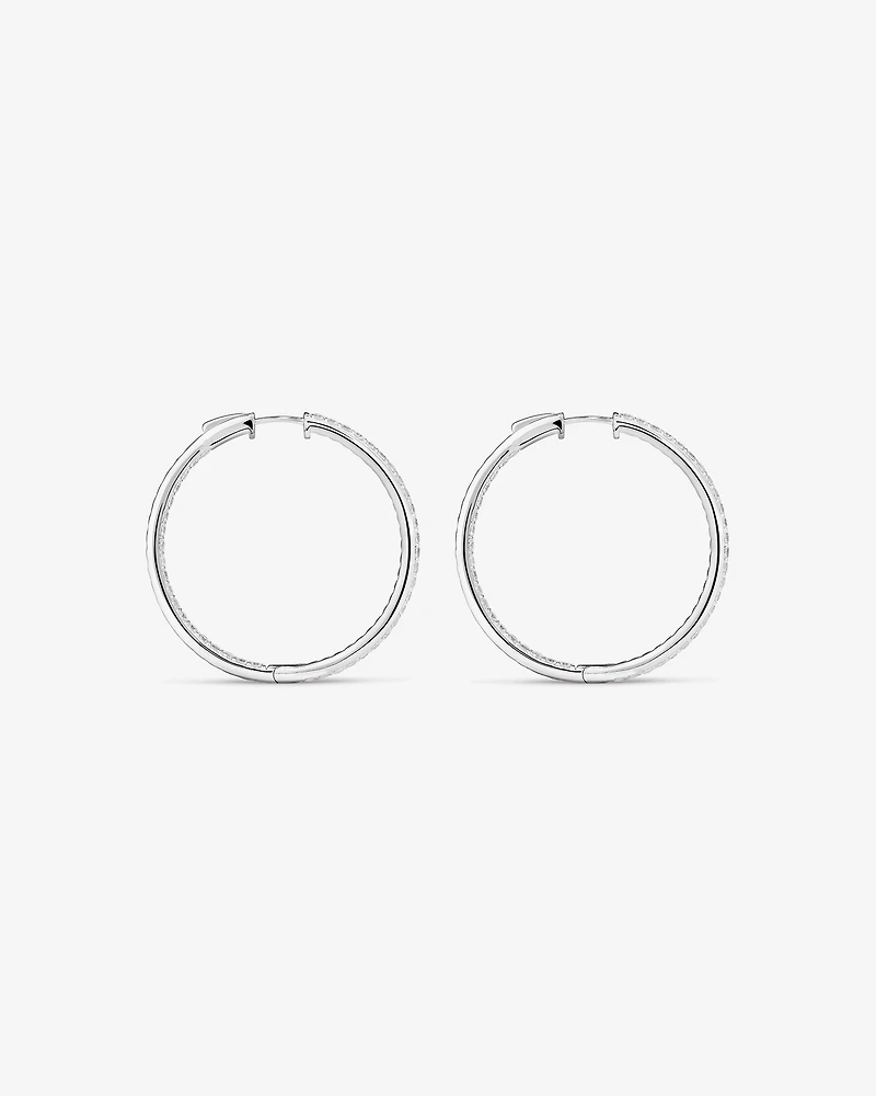 Hoop Earrings with Cubic Zirconia in Sterling Silver