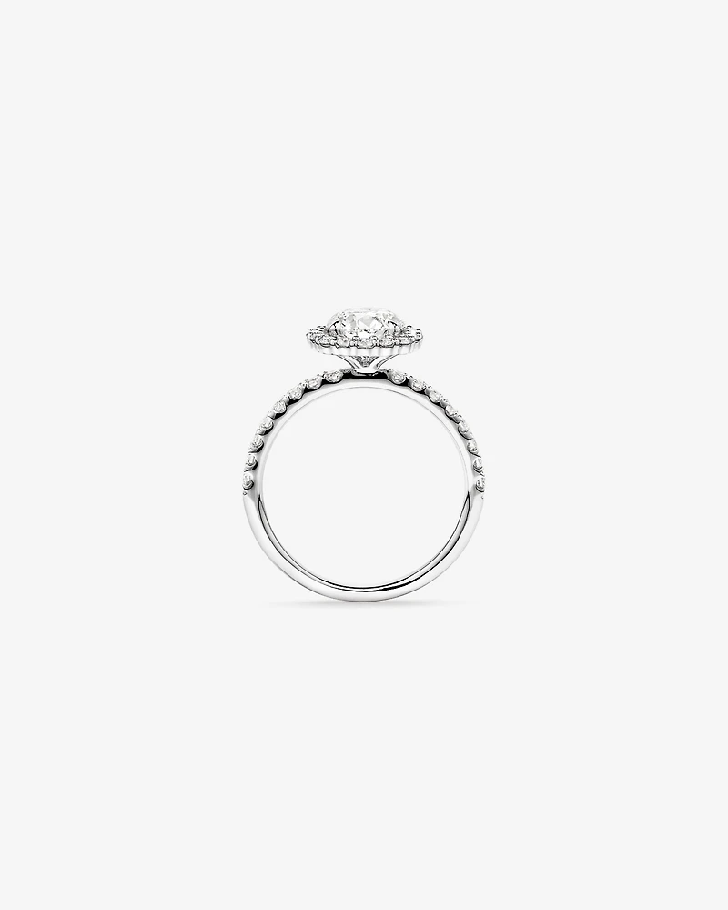 Bague De Fiançailles Halo En Diamant Laboratoire Rond Brillant 1,79 Carat Poids Total Or Blanc 14 Carats