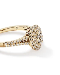 0.30 Carat TW Oval Shaped Cluster Halo Diamond Ring in 10kt Yellow Gold