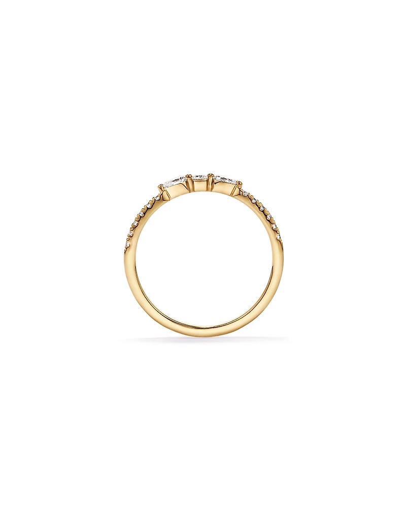 0.23TW Pear and Round Brilliant Diamond Wedding Ring 14kt Yellow Gold