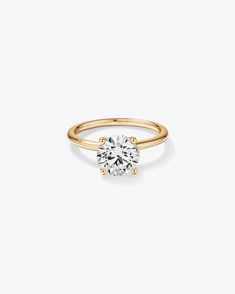 Bague de fiançailles solitaire ronde en diamant brillant de laboratoire TW de 2 carats en or jaune 14 carats