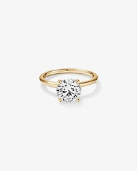 Bague de fiançailles solitaire ronde en diamant brillant de laboratoire TW de 2 carats en or jaune 14 carats