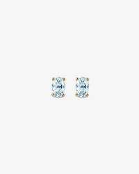 Oval Aquamarine Stud Earrings in 10kt Yellow Gold