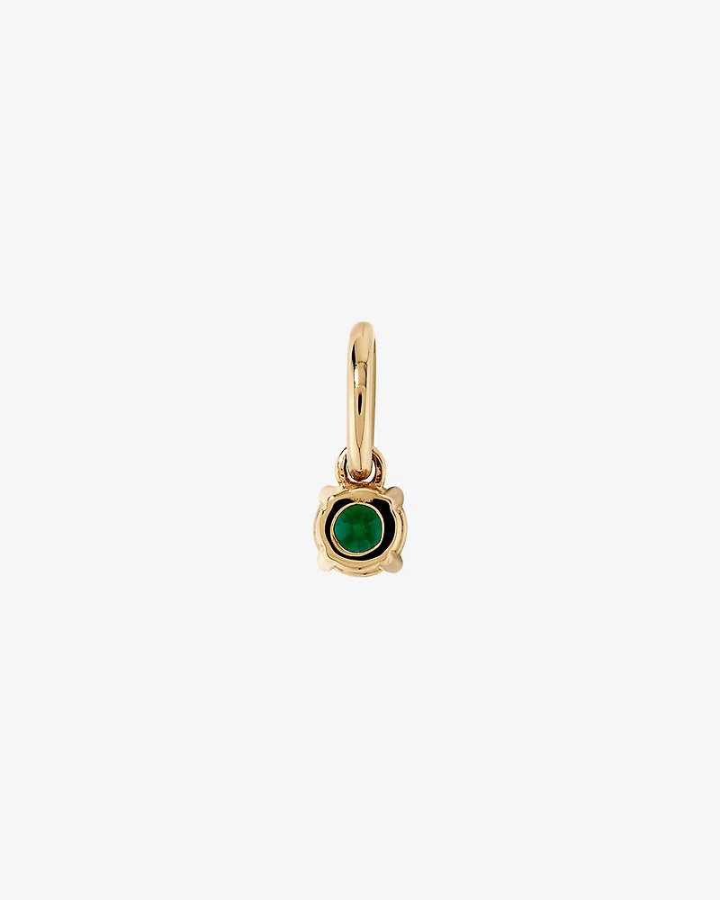 Round Created Green Emerald Birthstone Pendant in 10kt Yellow Gold