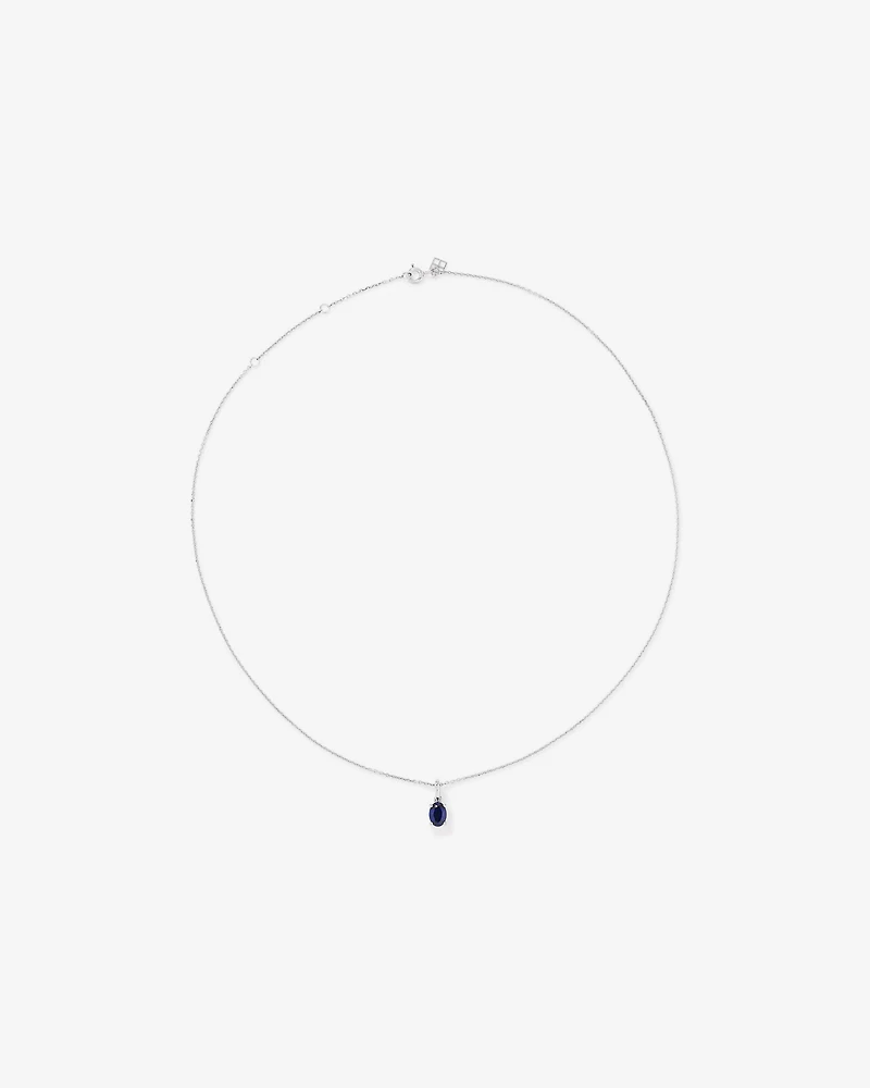 Oval Cut Blue Created Sapphire Gemstone Hoop Earrings and Pendant Necklace Set in Sterling Silver
