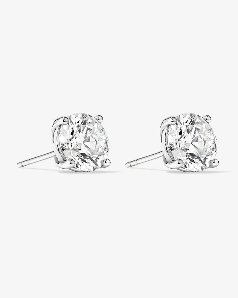 4,00 carats TW Boucles d’oreilles solitaires en diamant cultivé en laboratoire en or blanc 14 carats