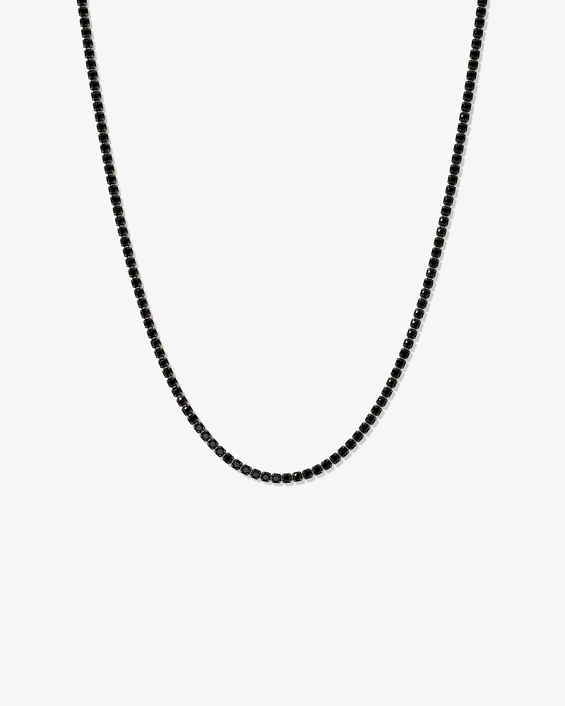 Collier de tennis en spinelle noir en argent sterling