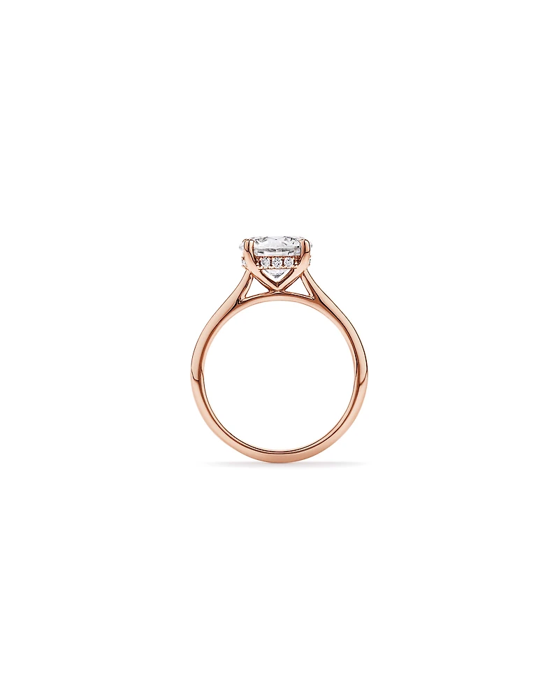 Bague solitaire en or rose 14 carats sertie d'un diamant rond brillant de 2,32 carats, cultivé laboratoire