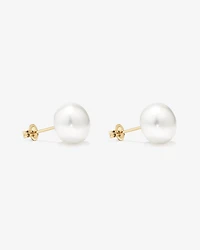 10.5-11mm Button Cultured Freshwater Pearl Stud Earrings in 10kt Yellow Gold