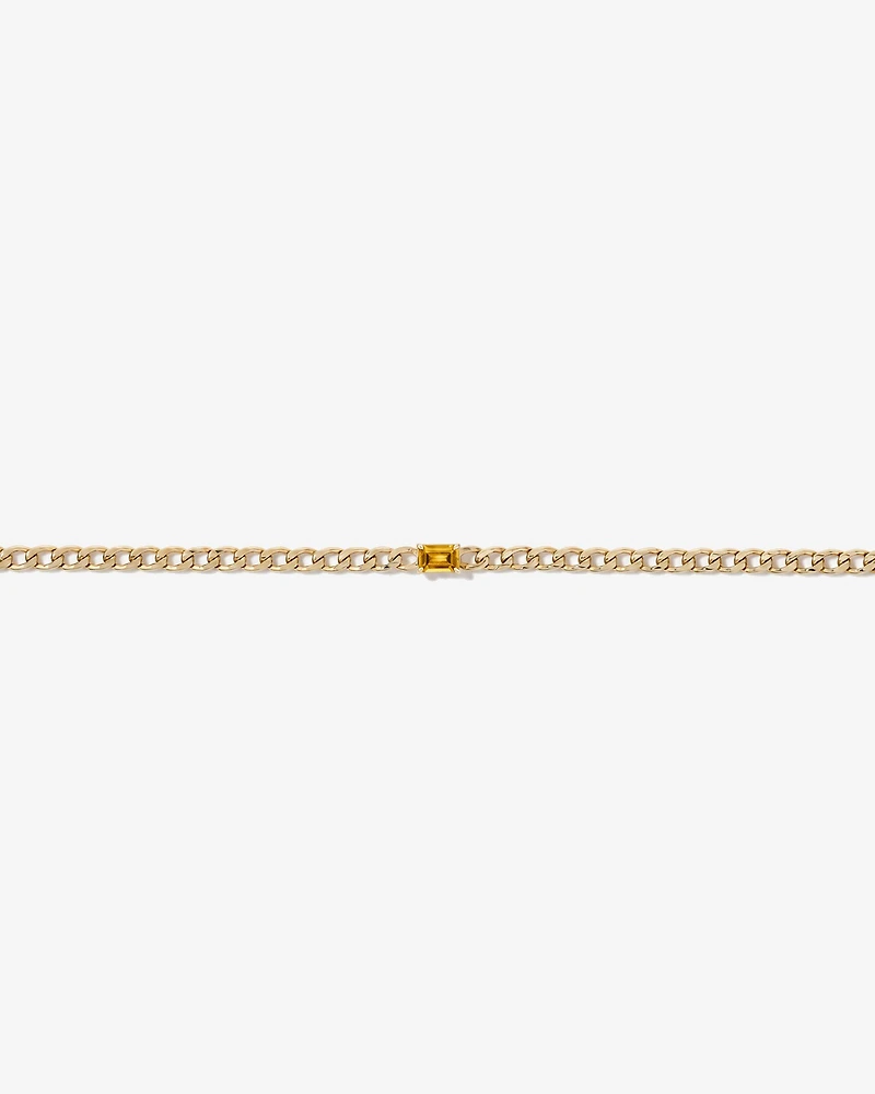 Bracelet à maillons gourmette en or jaune 10 carats avec citrine