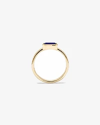 Created Sapphire Bezel Ring 10kt Yellow Gold