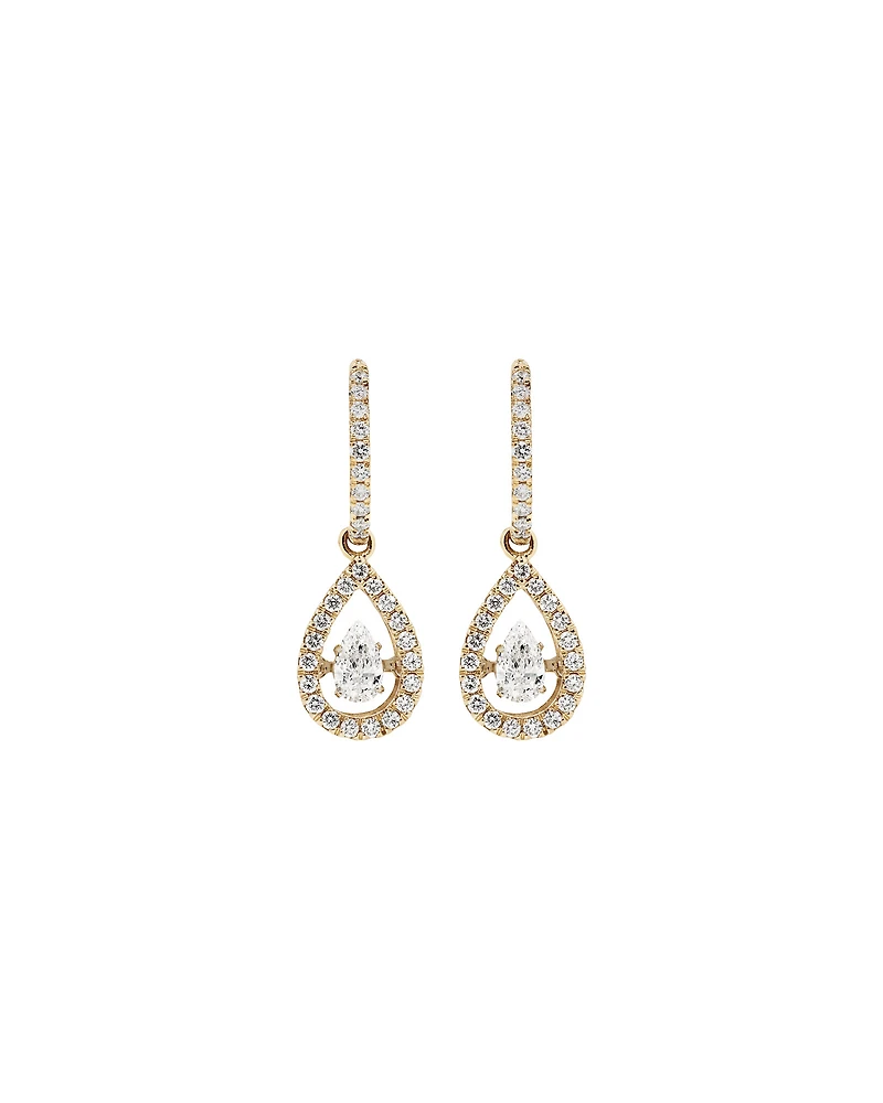 Lume Lab Huggie Earrings with 1.00 Carat TW Pear & Round Brilliant Laboratory-Grown Diamonds in 10kt Yellow Gold