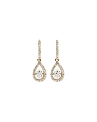 Lume Lab Huggie Earrings with 1.00 Carat TW Pear & Round Brilliant Laboratory-Grown Diamonds in 10kt Yellow Gold