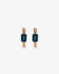 London Blue Topaz Bezel Huggie Earrings in 10kt Yellow Gold